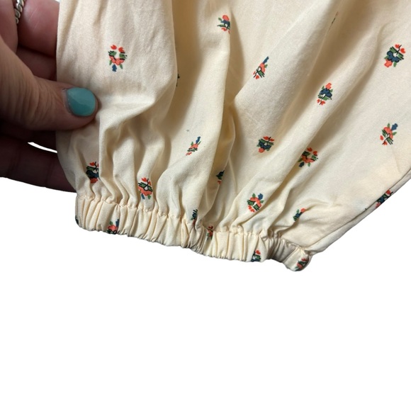 Madewell Gathered Puff-Sleeve Crop top in Sunrise Floral Bone size Large - Picture 6 of 10